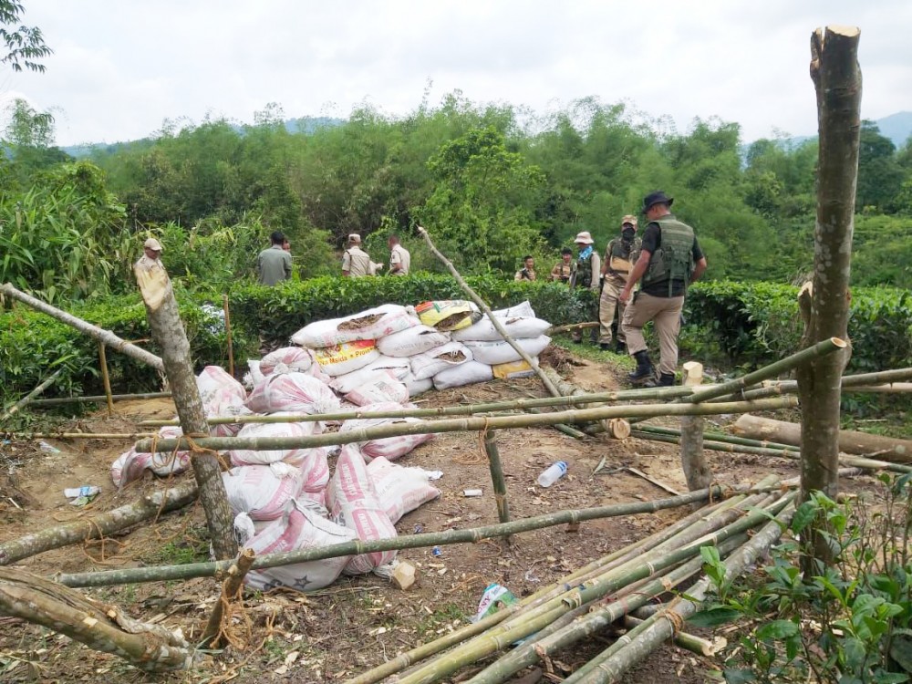A bunker which was set up by the Assam Police at Yonglok Village in Longleng district near the Assam-Nagaland border.